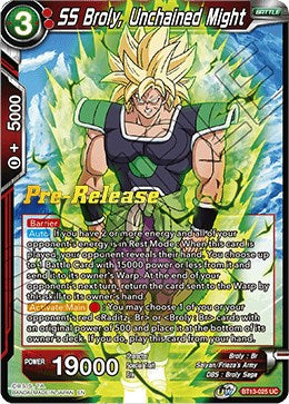 SS Broly, Unchained Might (BT13-025) [Supreme Rivalry Prerelease Promos] | Rock City Comics