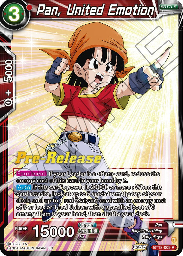 Pan, United Emotion (BT18-009) [Dawn of the Z-Legends Prerelease Promos] | Rock City Comics