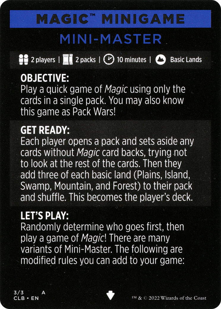 Mini-Master (Magic Minigame) [Commander Legends: Battle for Baldur's Gate Minigame] | Rock City Comics