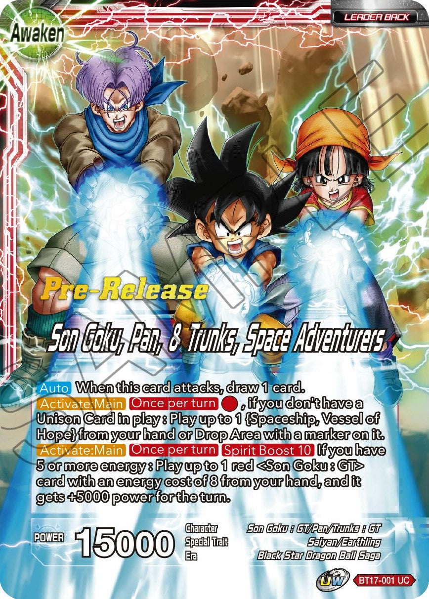 Son Goku // Son Goku, Pan, and Trunks, Space Adventurers (BT17-001) [Ultimate Squad Prerelease Promos] | Rock City Comics