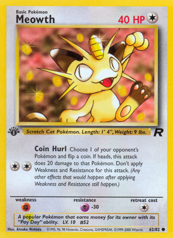 Meowth (62/82) [Team Rocket 1st Edition] | Rock City Comics