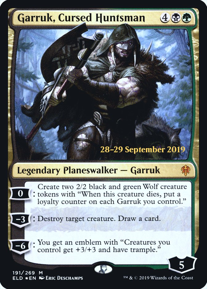 Garruk, Cursed Huntsman  [Throne of Eldraine Prerelease Promos] | Rock City Comics