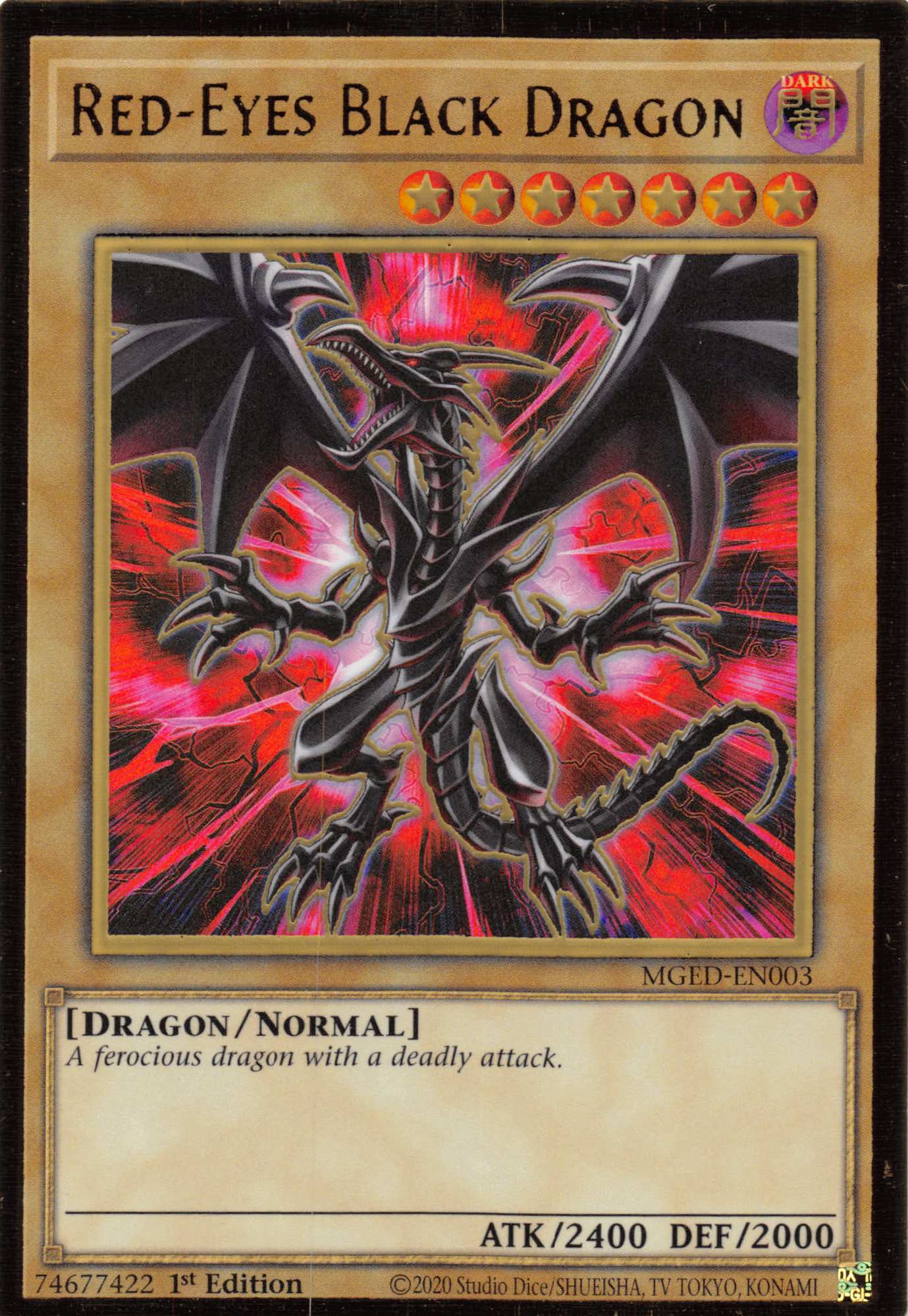 Red-Eyes Black Dragon (Alternate Art) [MGED-EN003] Gold Rare | Rock City Comics