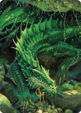 Lurking Green Dragon Art Card (Gold-Stamped Signature) [Commander Legends: Battle for Baldur's Gate Art Series] | Rock City Comics