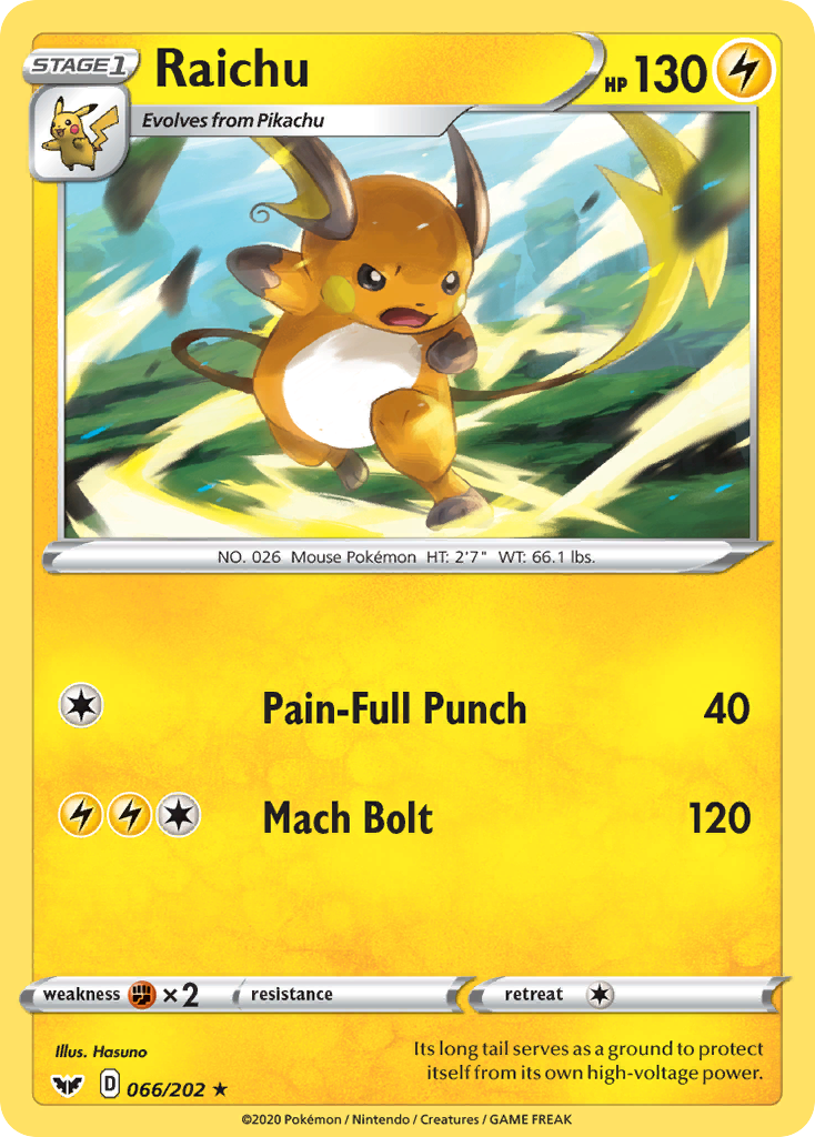 Raichu (066/202) [Sword & Shield: Base Set] | Rock City Comics