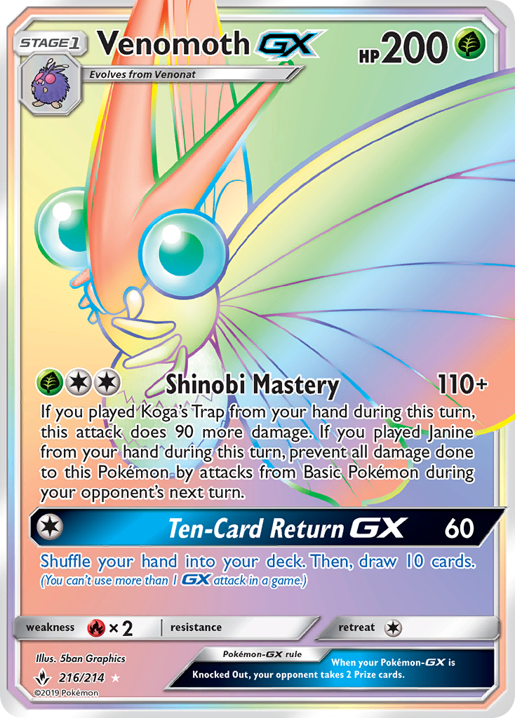 Venomoth GX (216/214) [Sun & Moon: Unbroken Bonds] | Rock City Comics