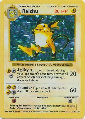 Raichu (14/102) [Base Set Shadowless Unlimited] | Rock City Comics