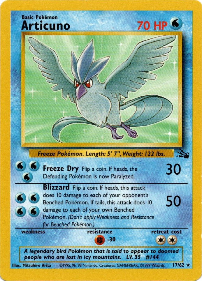 Articuno (17/62) [Fossil Unlimited] | Rock City Comics