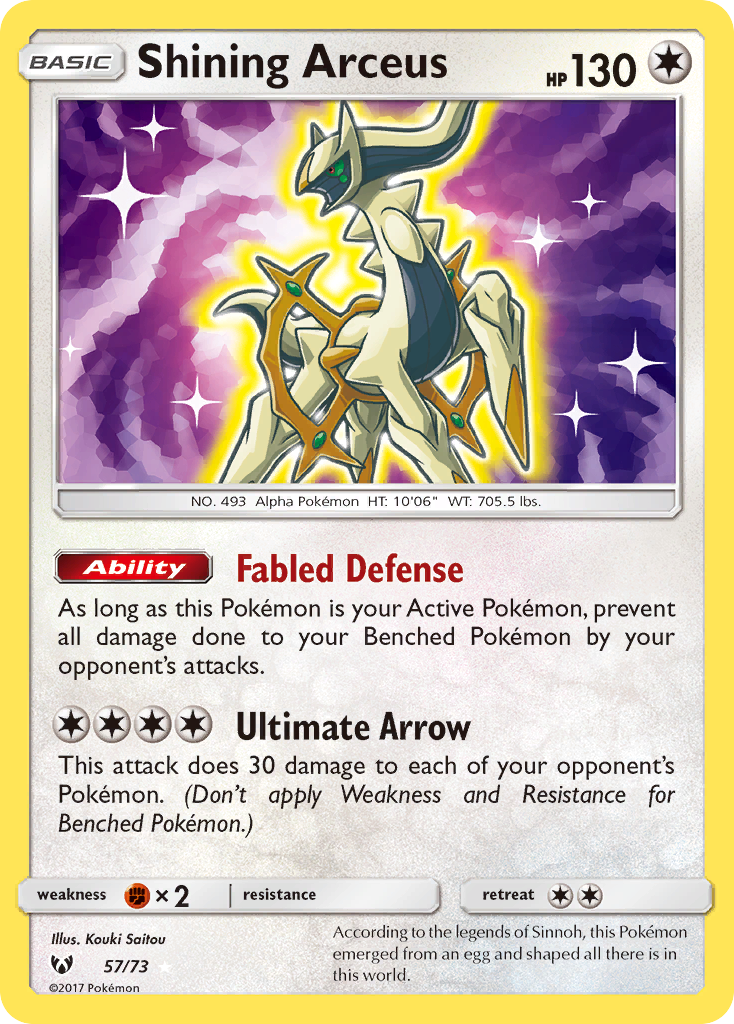 Shining Arceus (57/73) [Sun & Moon: Shining Legends] | Rock City Comics