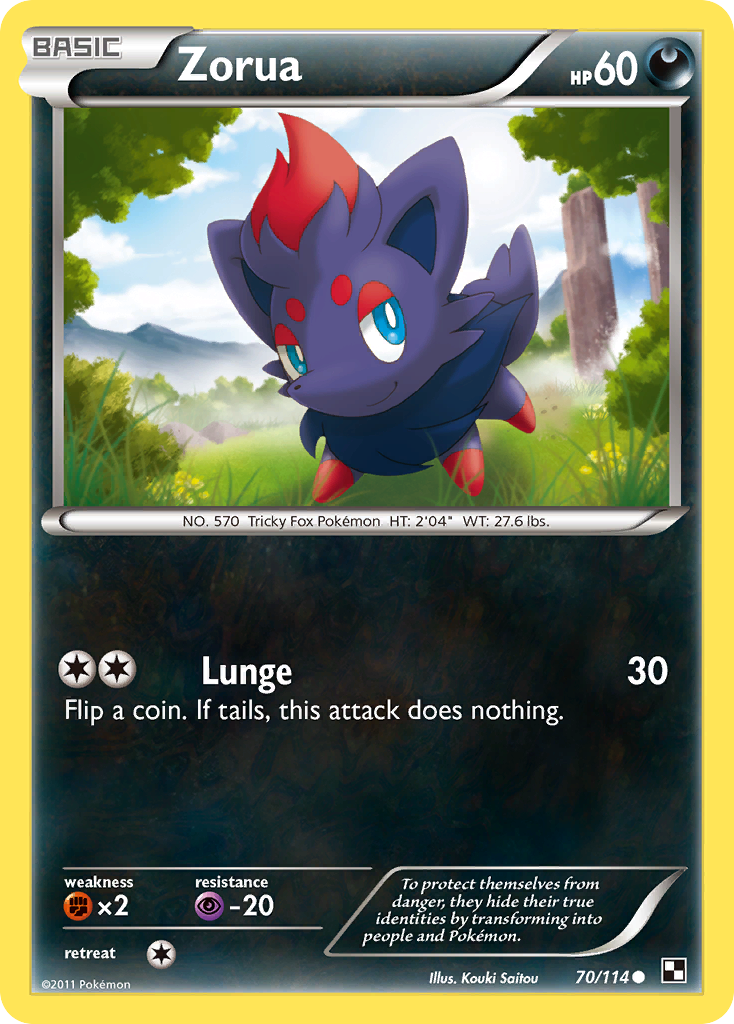 Zorua (70/114) [Black & White: Base Set] | Rock City Comics