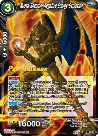 Nuova Shenron, Negative Energy Explosion (BT15-135) [Saiyan Showdown Prerelease Promos] | Rock City Comics