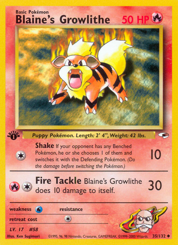 Blaine's Growlithe (35/132) [Gym Heroes 1st Edition] | Rock City Comics