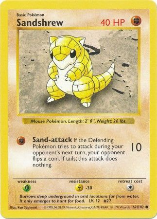 Sandshrew (62/102) [Base Set Shadowless Unlimited] | Rock City Comics