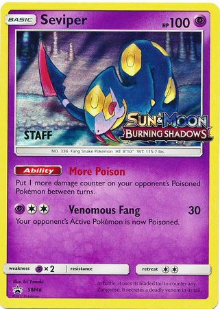 Seviper (SM46) (Staff Prerelease Promo) [Sun & Moon: Black Star Promos] | Rock City Comics