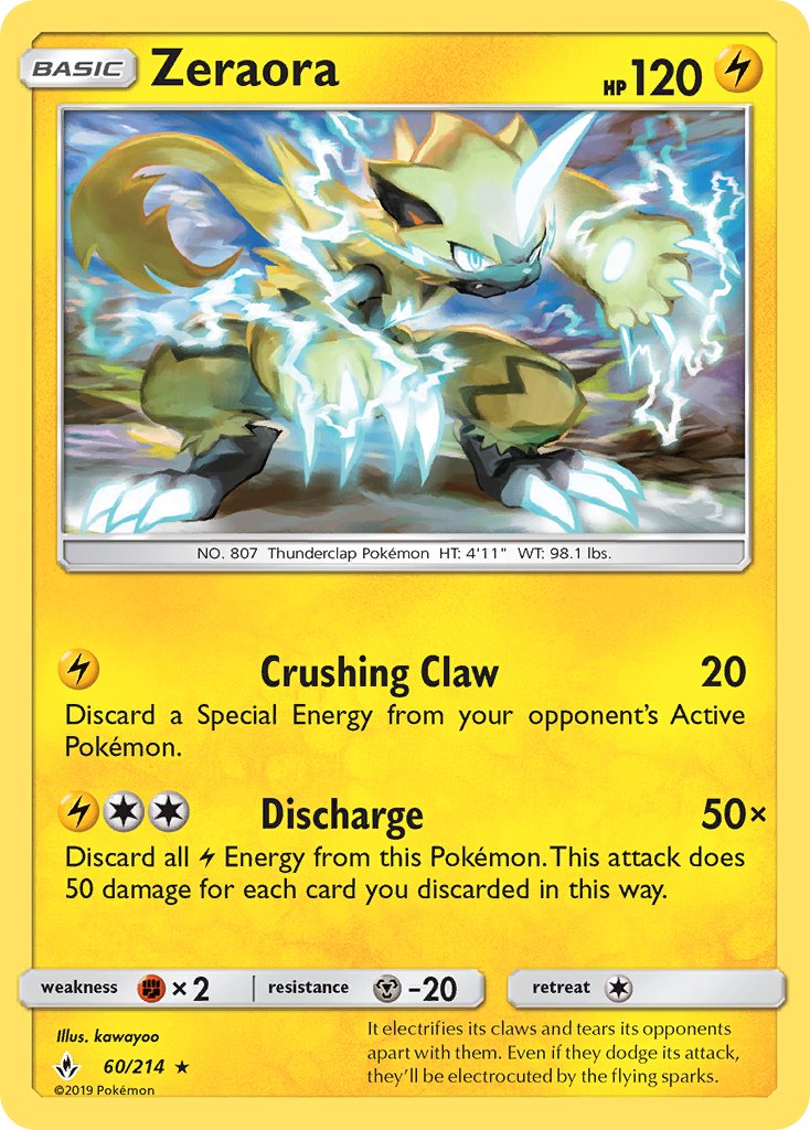 Zeraora (60/214) (Cracked Ice Holo) (Theme Deck Exclusive) [Sun & Moon: Unbroken Bonds] | Rock City Comics