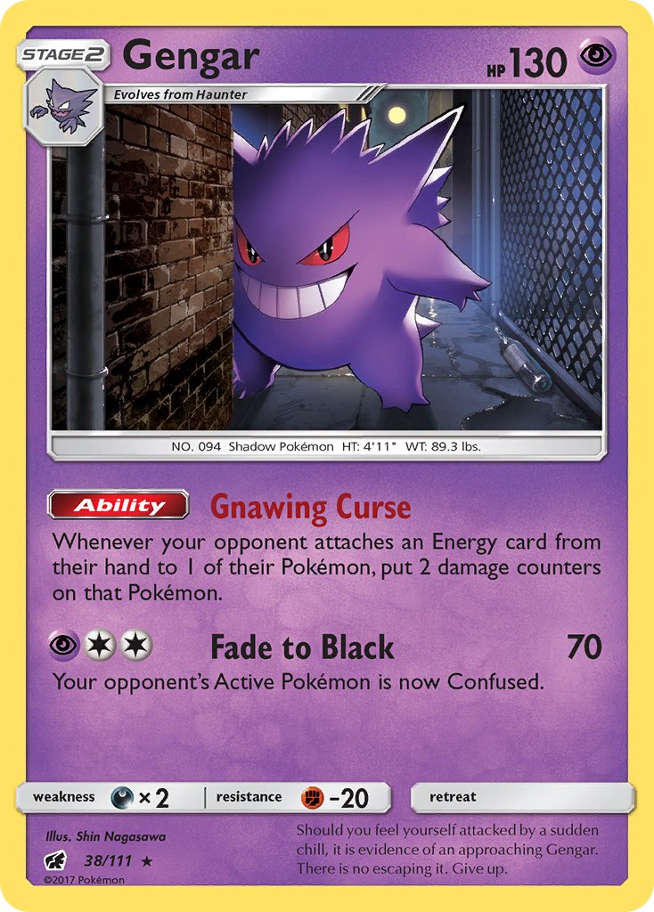 Gengar (38/111) (Prerelease Kit Exclusive) (Theme Deck Exclusive) [Sun & Moon: Crimson Invasion] | Rock City Comics