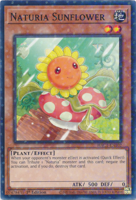 Naturia Sunflower (Duel Terminal) [HAC1-EN102] Parallel Rare | Rock City Comics