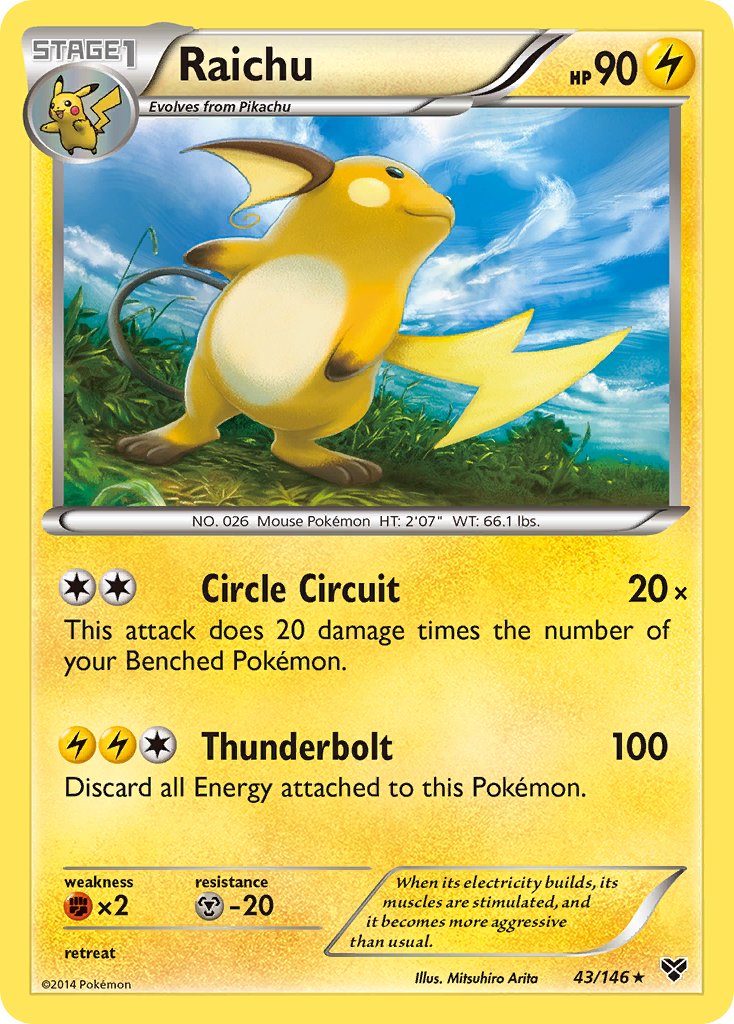 Raichu (43/146) (Battle Arena Deck Exclusive) (Theme Deck Exclusive) [XY: Base Set] | Rock City Comics