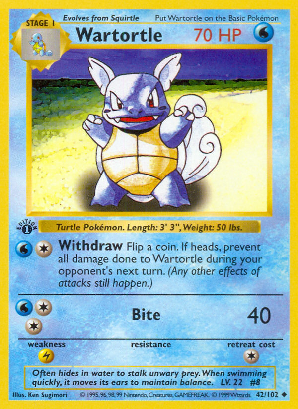 Wartortle (42/102) (Shadowless) [Base Set 1st Edition] | Rock City Comics