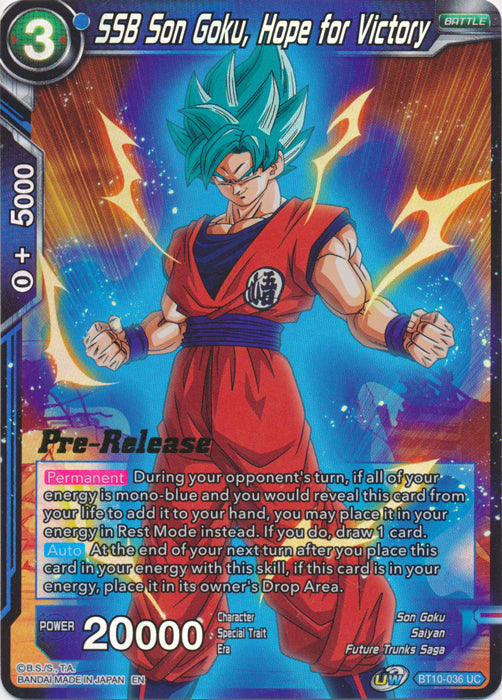 SSB Son Goku, Hope for Victory (BT10-036) [Rise of the Unison Warrior Prerelease Promos] | Rock City Comics