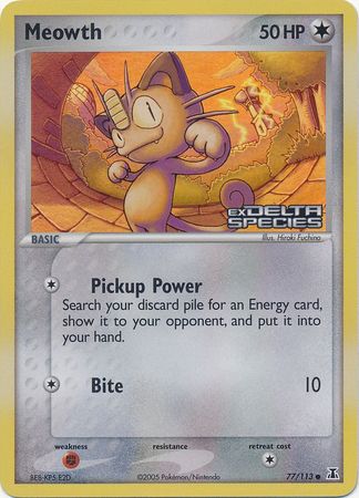 Meowth (77/113) (Stamped) [EX: Delta Species] | Rock City Comics