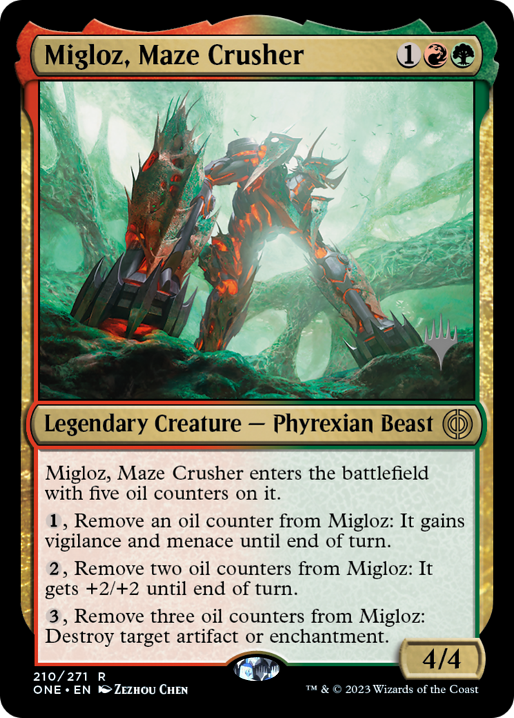 Migloz, Maze Crusher (Promo Pack) [Phyrexia: All Will Be One Promos] | Rock City Comics