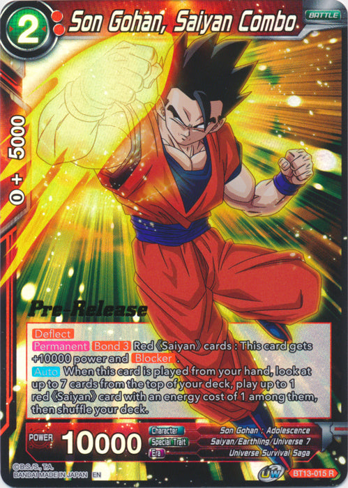 Son Gohan, Saiyan Combo (BT13-015) [Supreme Rivalry Prerelease Promos] | Rock City Comics