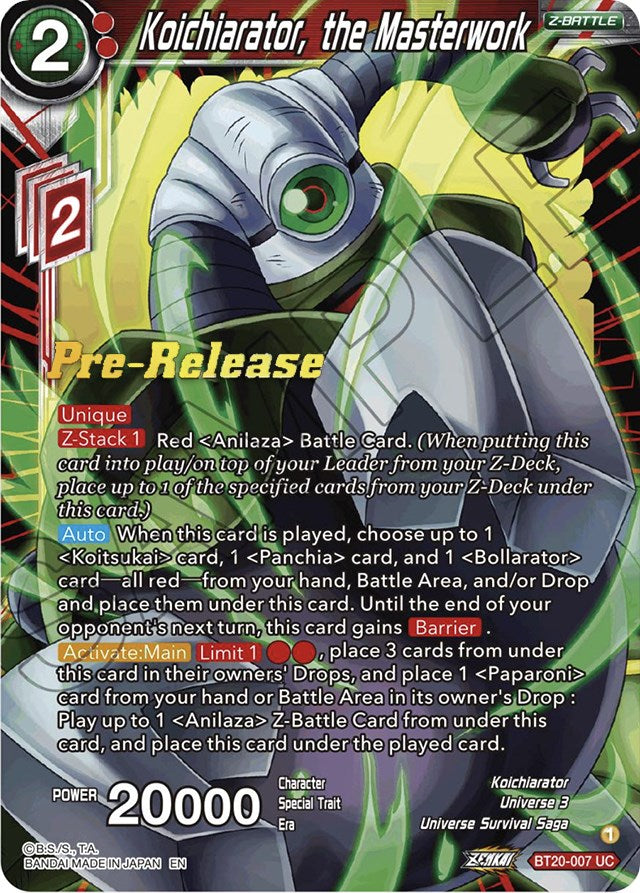 Koichiarator, the Masterwork (BT20-007) [Power Absorbed Prerelease Promos] | Rock City Comics