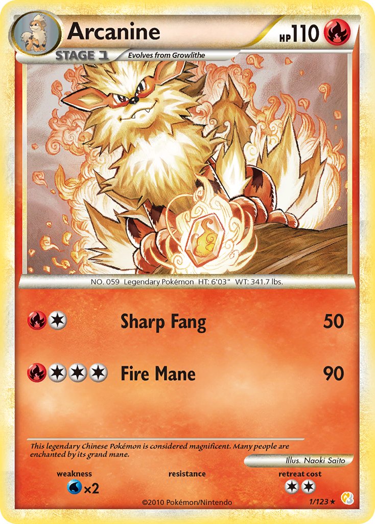 Arcanine (1/123) (Theme Deck Exclusive) [HeartGold & SoulSilver: Base Set] | Rock City Comics