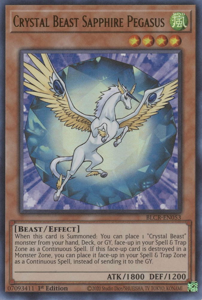 Crystal Beast Sapphire Pegasus [BLCR-EN053] Ultra Rare | Rock City Comics