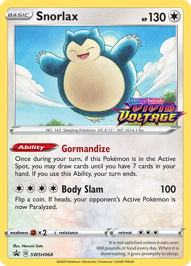 Snorlax (SWSH068) (Prerelease Promo) [Sword & Shield: Black Star Promos] | Rock City Comics