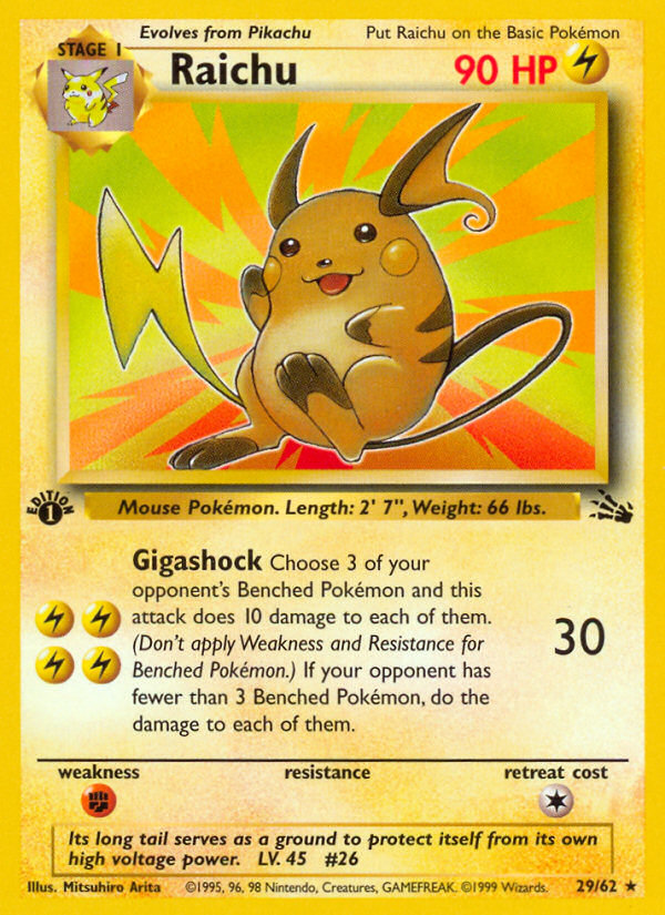 Raichu (29/62) [Fossil 1st Edition] | Rock City Comics