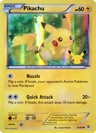 Pikachu (26/83) (20th Anniversary) [XY: Generations] | Rock City Comics