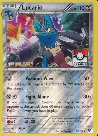 Lucario (63/124) (League Promo 1st Place) [XY: Fates Collide] | Rock City Comics