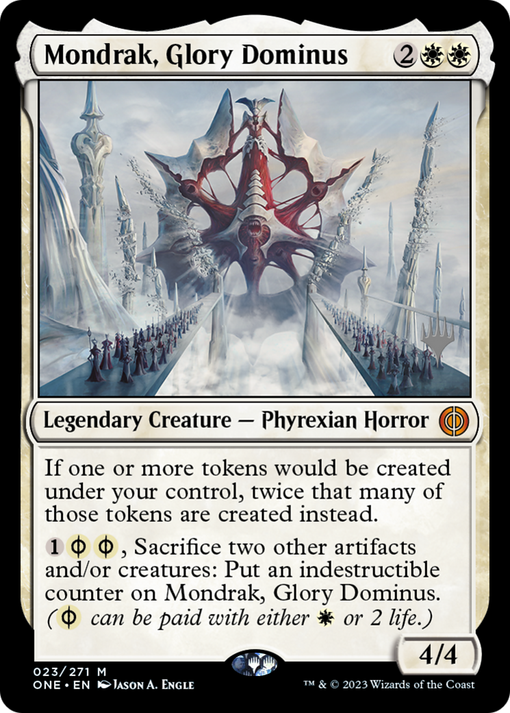 Mondrak, Glory Dominus (Promo Pack) [Phyrexia: All Will Be One Promos] | Rock City Comics