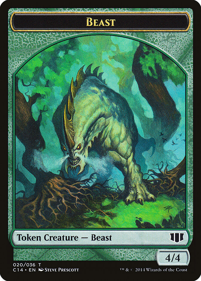 Elf Druid // Beast (020/036) Double-sided Token [Commander 2014 Tokens] | Rock City Comics