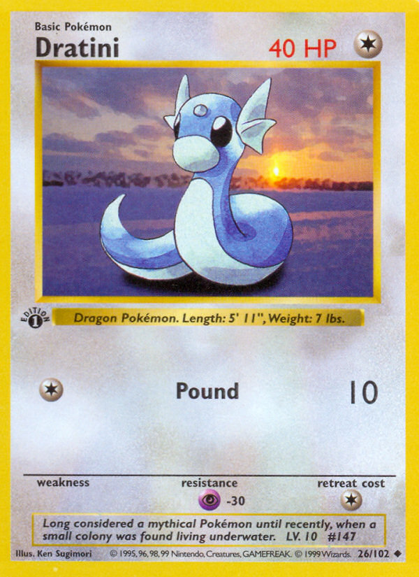 Dratini (26/102) (Shadowless) [Base Set 1st Edition] | Rock City Comics