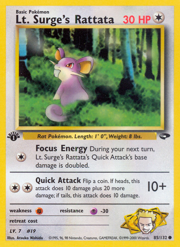 Lt. Surge's Rattata (85/132) [Gym Challenge 1st Edition] | Rock City Comics