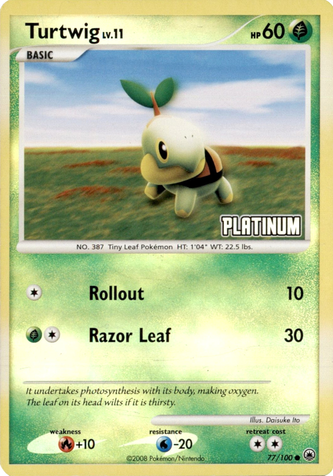 Turtwig LV.11 (77/100) (Platinum) [Burger King Promos: 2008 Collection] | Rock City Comics