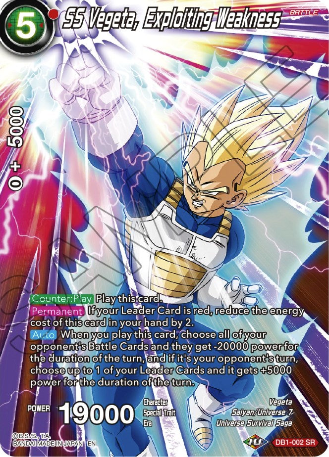 SS Vegeta, Exploiting Weakness (DB1-002) [Theme Selection: History of Vegeta] | Rock City Comics