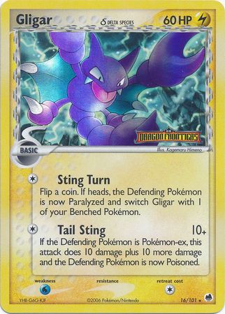 Gligar (16/101) (Delta Species) (Stamped) [EX: Dragon Frontiers] | Rock City Comics