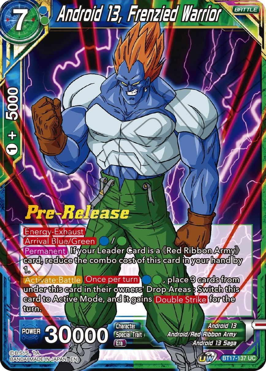 Android 13, Frenzied Warrior (BT17-137) [Ultimate Squad Prerelease Promos] | Rock City Comics