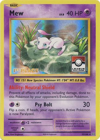 Mew (53/108) (League Promo 1st Place) [XY: Evolutions] | Rock City Comics