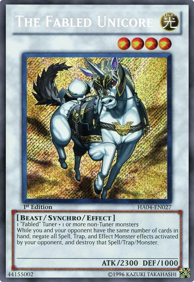 The Fabled Unicore [HA04-EN027] Secret Rare | Rock City Comics