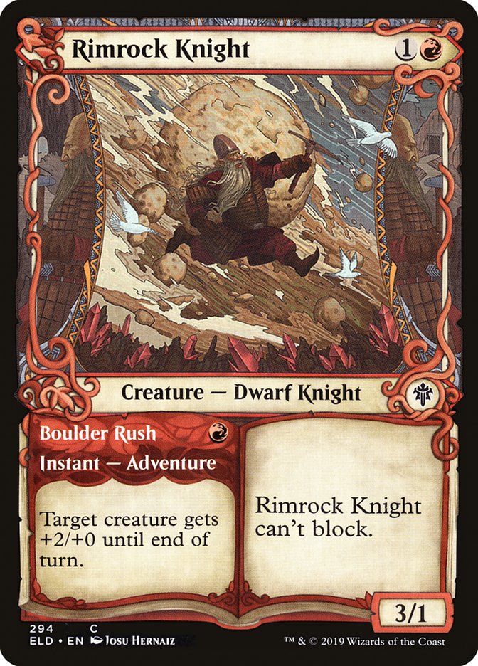 Rimrock Knight // Boulder Rush (Showcase) [Throne of Eldraine] | Rock City Comics