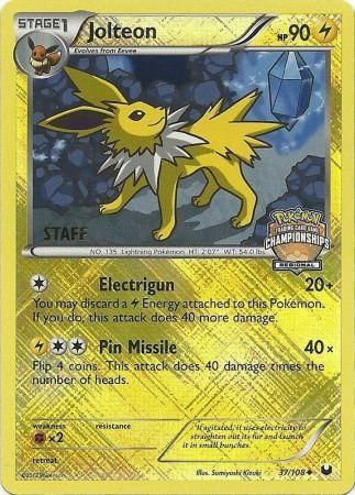 Jolteon (37/108) (Regional Championship 2013 Promo Staff) [Black & White: Dark Explorers] | Rock City Comics