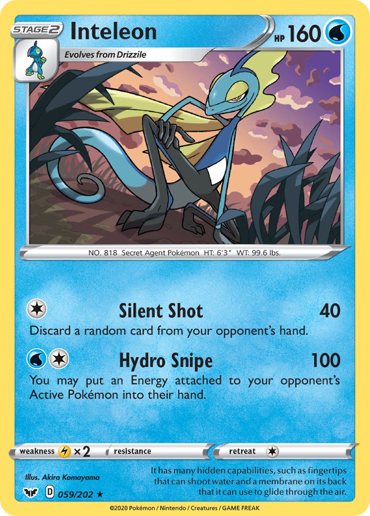 Inteleon (059/202) (Cracked Ice Holo) (Theme Deck Exclusive) [Sword & Shield: Base Set] | Rock City Comics