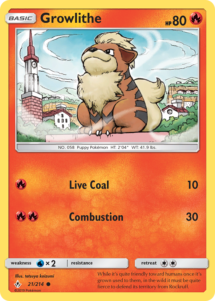 Growlithe (21/214) [Sun & Moon: Unbroken Bonds] | Rock City Comics