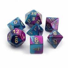 Mini Chessex 7-Die Set: Purple-Teal/ Gold | Rock City Comics