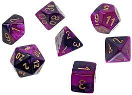 Mini Chessex 7-Die Set: Black-Purple/ Gold | Rock City Comics